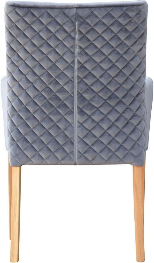 Leonique Stoel met armleuningen Vence met ruitstiksel in de rugleuning poten van eiken in fluwelige look (1 stuk) - Foto 7