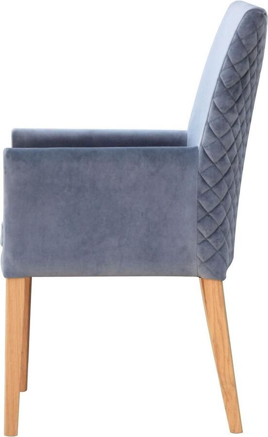 Leonique Stoel met armleuningen Vence met ruitstiksel in de rugleuning poten van eiken in fluwelige look (1 stuk) - Foto 5