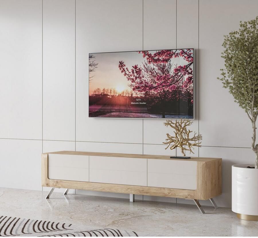 Leonique Tv-meubel Kasai Breedte 199 cm met 1 lade en 2 deuren - Foto 2