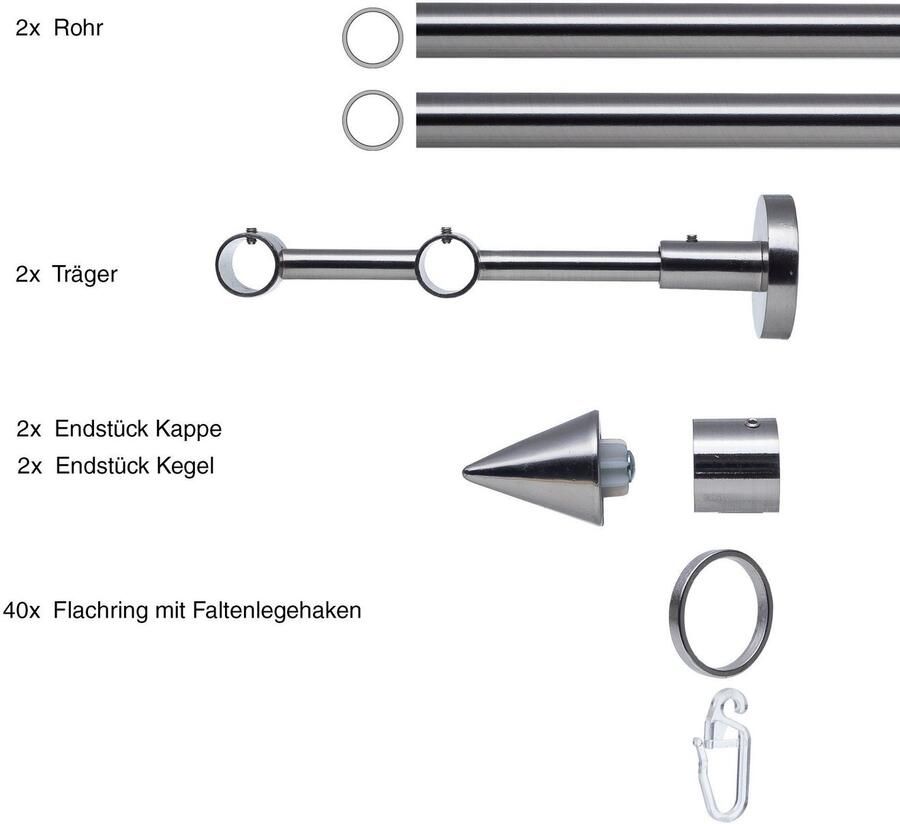 Liedeco Gordijnroede Stijlset complete set 16 m kegel set (1 stuk)