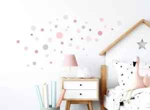 Little DECO Wandfolie 86 cirkels roze grijs