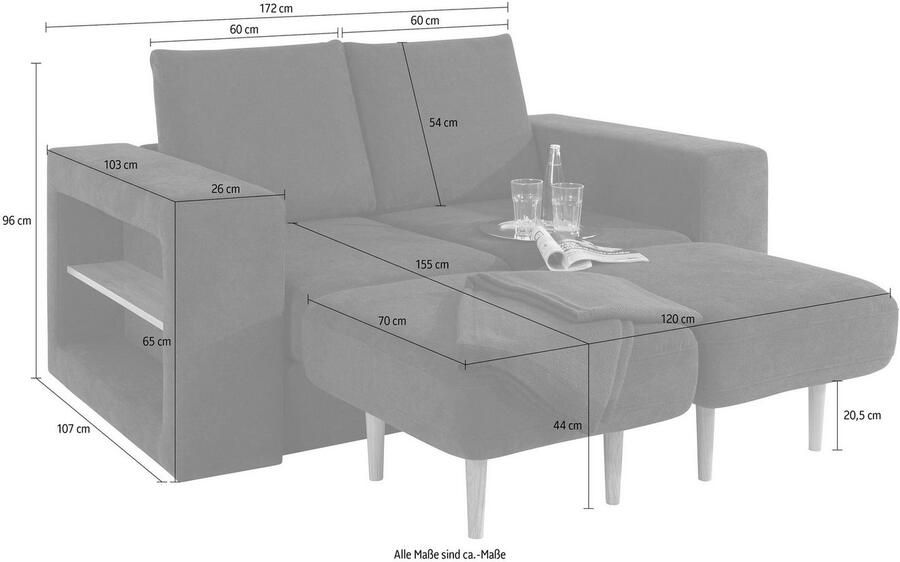 LOOKS BY WOLFGANG JOOP 2-zitsbank Looksvb Aan te passen bank: de bank wordt een bank met 2 hockers met kastfunctie - Foto 5