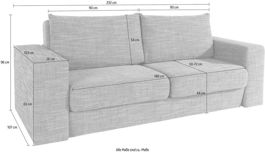 LOOKS BY WOLFGANG JOOP 3-zitsbank Looksv Aan te passen bank: de bank wordt bank met 2 hockers - Foto 3