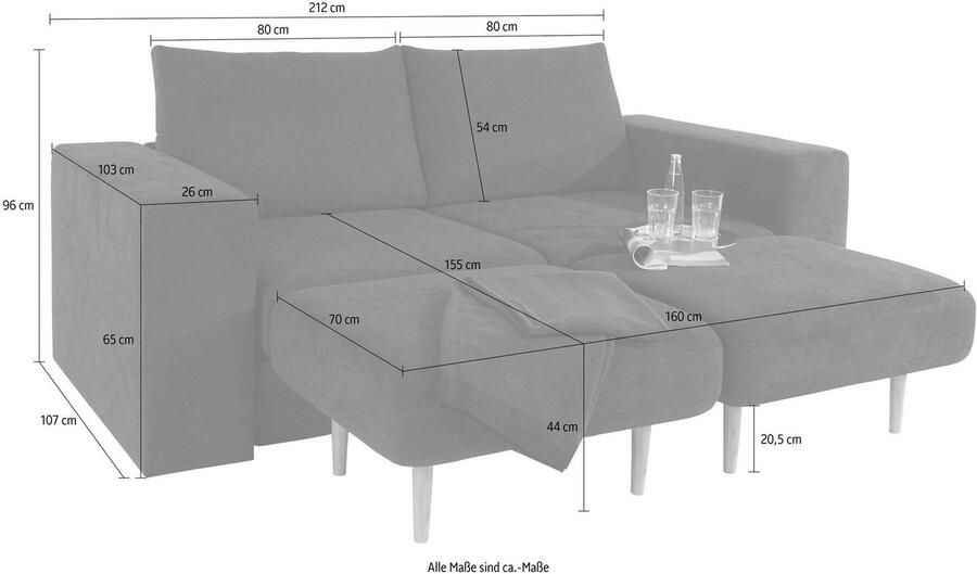 LOOKS BY WOLFGANG JOOP 3-zitsbank Looksv Aan te passen bank: de bank wordt bank met 2 hockers - Foto 3