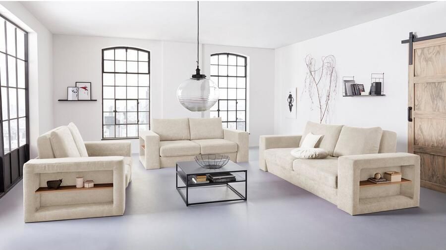 LOOKS BY WOLFGANG JOOP 4-zitsbank Looksvb Aan te passen bank: de bank wordt een bank met 2 hockers met kastfunctie - Foto 3