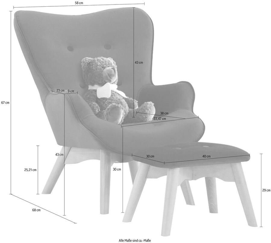 Home affaire Fauteuil Duca mini in een kleine versie voor kinderen - Foto 3