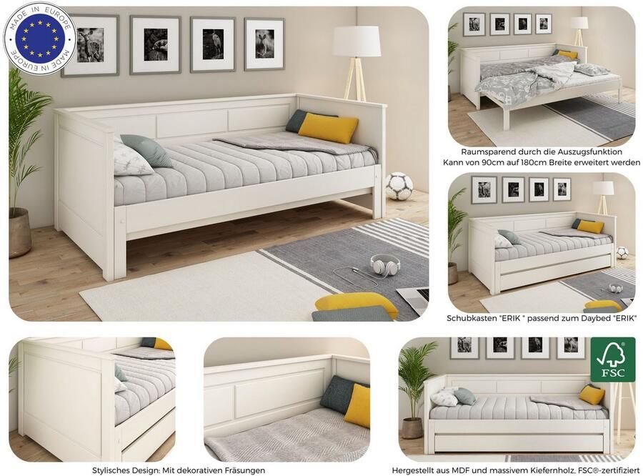 Lüttenhütt Functioneel ledikant " ERIK " TOPSELLER! Dagbed Gastbed Kinderbed Massief hout (Vuren) - Foto 11