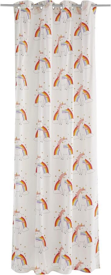 Lüttenhütt Gordijn Eenhoorn Kindergordijn eenhoorn regenboog aan één kant gedessineerd (1 stuk) - Foto 5