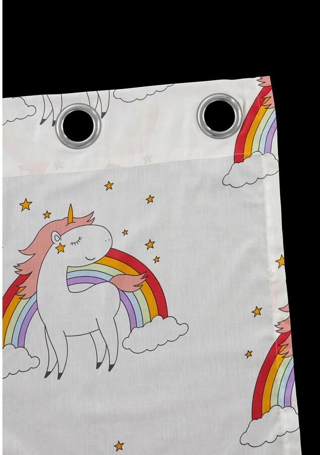 Lüttenhütt Gordijn Eenhoorn Kindergordijn eenhoorn regenboog aan één kant gedessineerd (1 stuk) - Foto 4