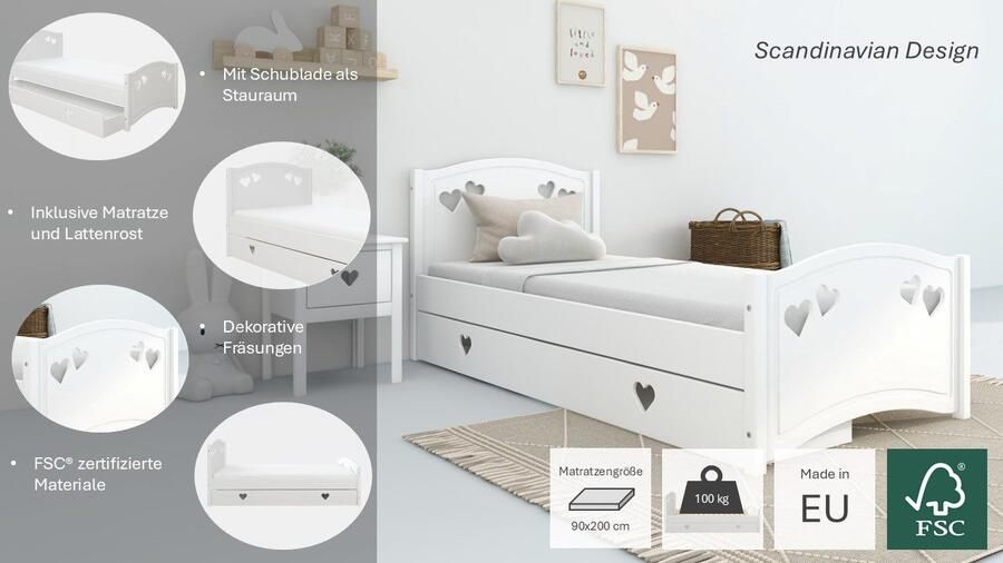 Lüttenhütt Kinderbed Beeke OTTO's Choice kinderbed met matras + lade FSC -gecertificeerd veel opbergruimte tot 100 KG belastbaar (4-delig) - Foto 5