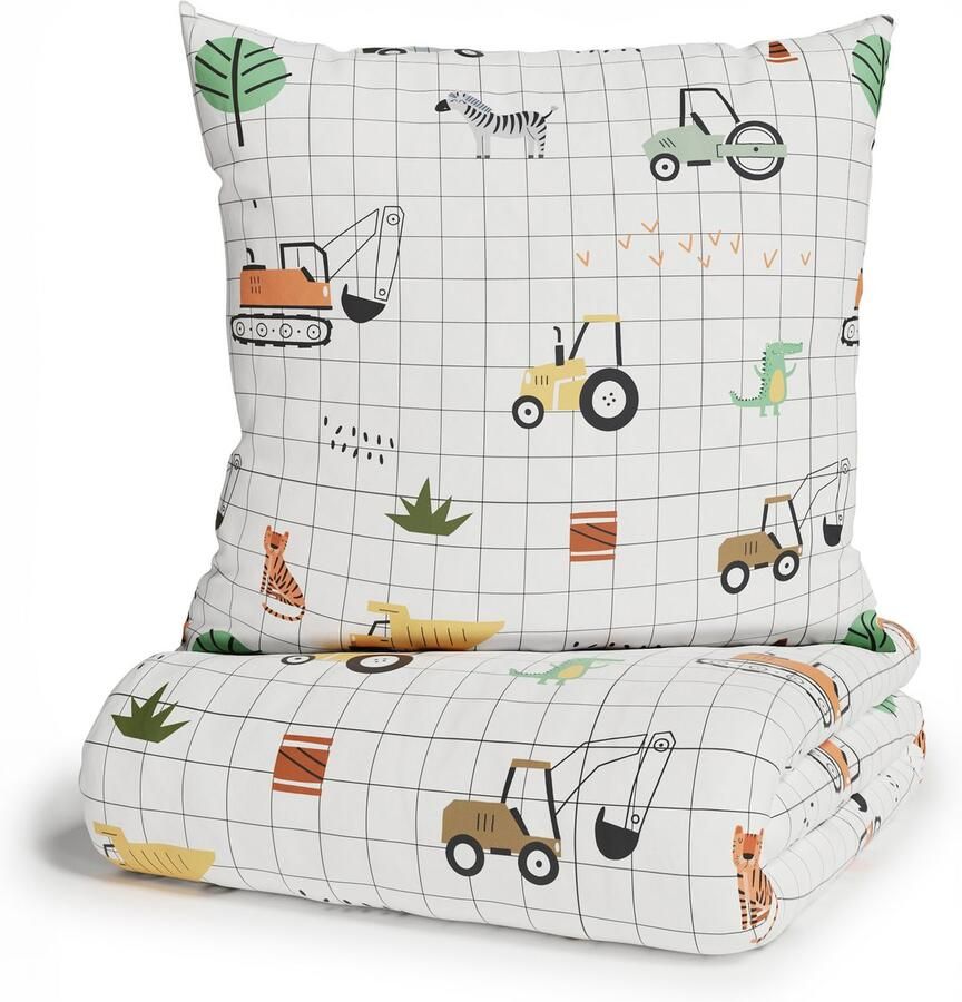 Lüttenhütt Kinderovertrekset Cuddlee in veel ontwerpen: dino eenhoorn ruimte bouwplaats hart tractor safari (2-delig) - Foto 4