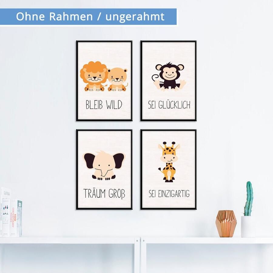 Lüttenhütt Poster Dieren (set 4 stuks)