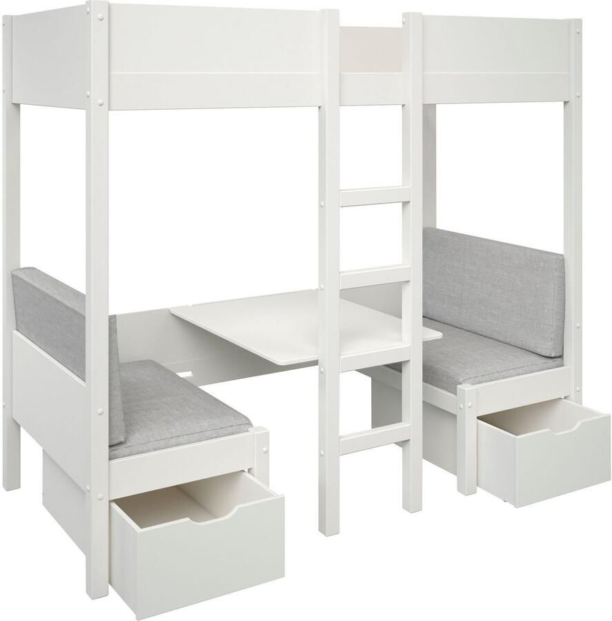 Lüttenhütt Stapelbed Stapelhoog "TIPO" topverkoper! Inclusief onderlagen 90x200cm veel opbergruimte massief hout inclusief tafel 2 laden 2 slaapplaatsen - Foto 3