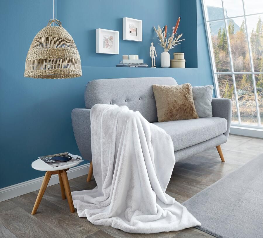 LUXOR living Deken Novara bankdeken 130x180 cm Kunstbont konijnenbont-gevoel bijzonder zacht wasbaar - Foto 4