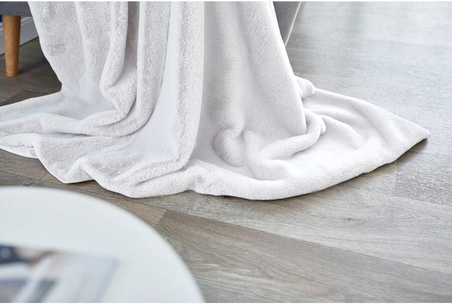 LUXOR living Deken Novara bankdeken 130x180 cm Kunstbont konijnenbont-gevoel bijzonder zacht wasbaar