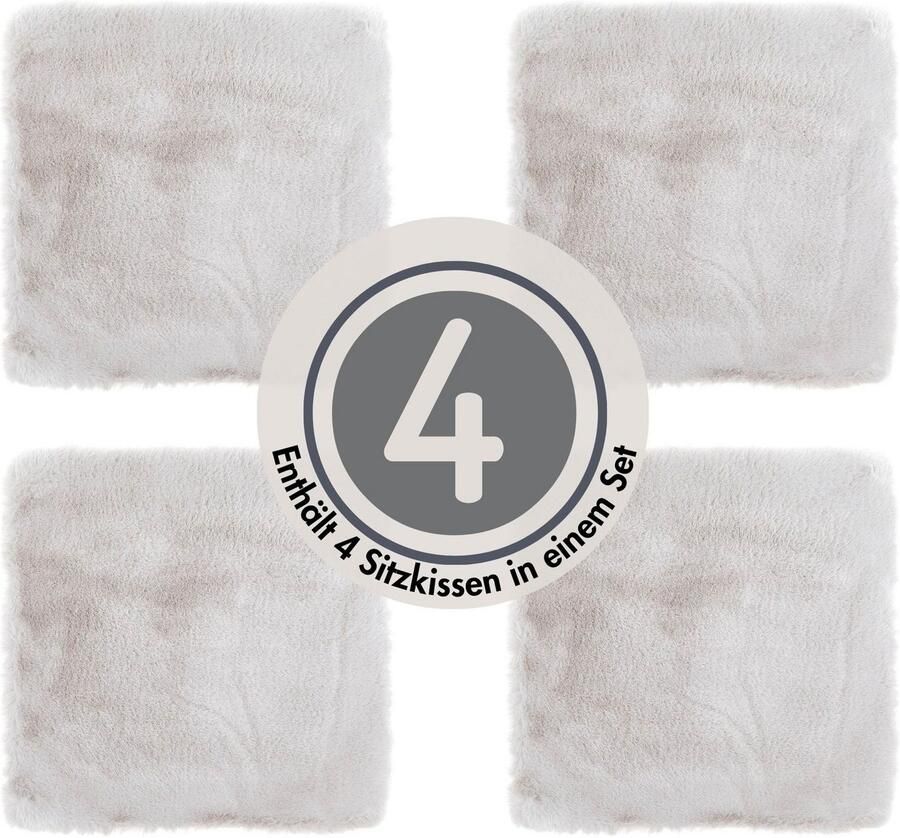 LUXOR living Stoelkussen Zitkussen Calais Kunstbont vierkant of rond verkrijgbaar zeer zacht ook als 4-pack - Foto 6