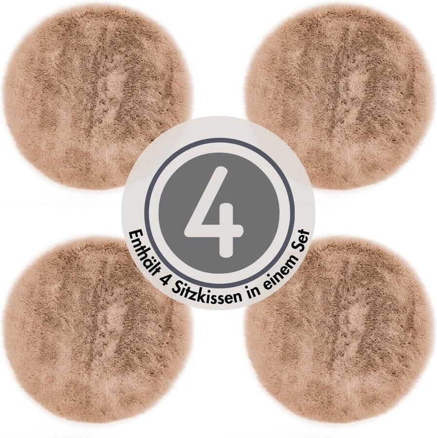 LUXOR living Stoelkussen Zitkussen Calais Kunstbont vierkant of rond verkrijgbaar zeer zacht ook als 4-pack - Foto 6