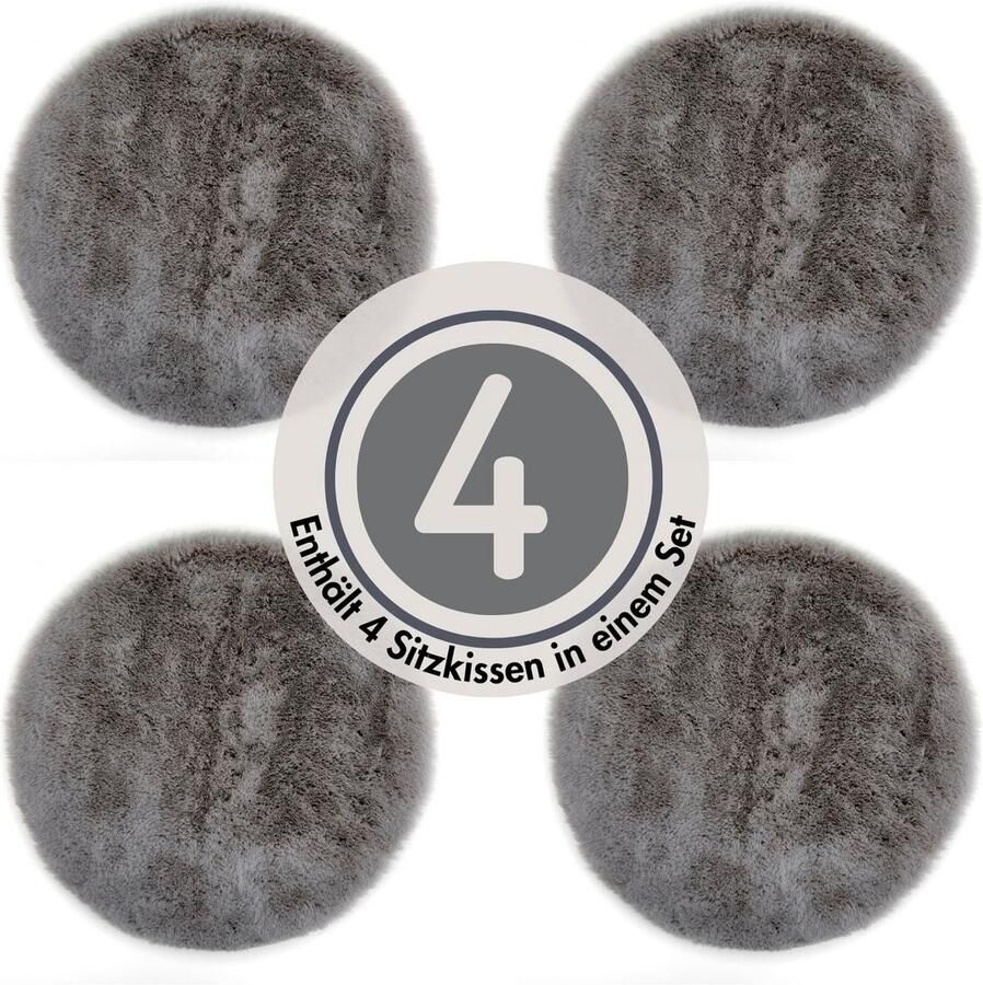 LUXOR living Stoelkussen Zitkussen Calais Kunstbont vierkant of rond verkrijgbaar zeer zacht ook als 4-pack - Foto 6