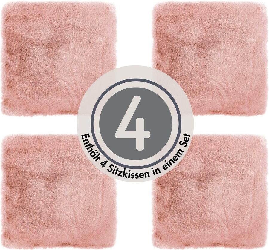 LUXOR living Stoelkussen Zitkussen Calais Kunstbont vierkant of rond verkrijgbaar zeer zacht ook als 4-pack - Foto 7