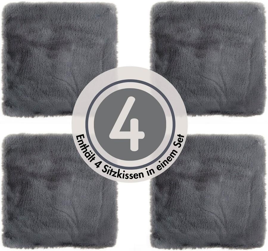 LUXOR living Stoelkussen Zitkussen Calais Kunstbont vierkant of rond verkrijgbaar zeer zacht ook als 4-pack - Foto 5