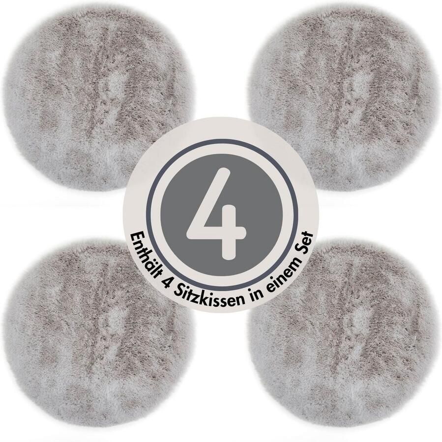 LUXOR living Stoelkussen Zitkussen Calais Kunstbont vierkant of rond verkrijgbaar zeer zacht ook als 4-pack - Foto 2