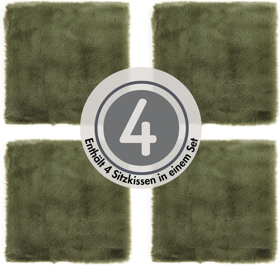 LUXOR living Stoelkussen Zitkussen Calais Kunstbont vierkant of rond verkrijgbaar zeer zacht ook als 4-pack - Foto 4