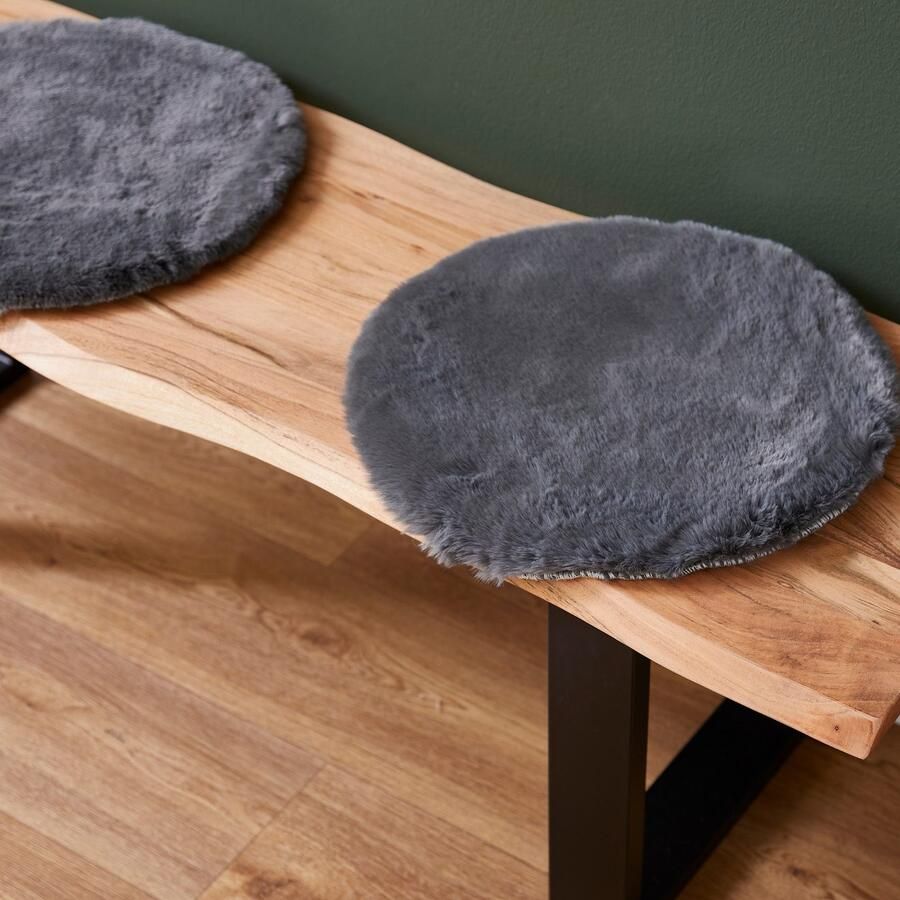 LUXOR living Stoelkussen Zitkussen Calais Kunstbont vierkant of rond verkrijgbaar zeer zacht ook als 4-pack