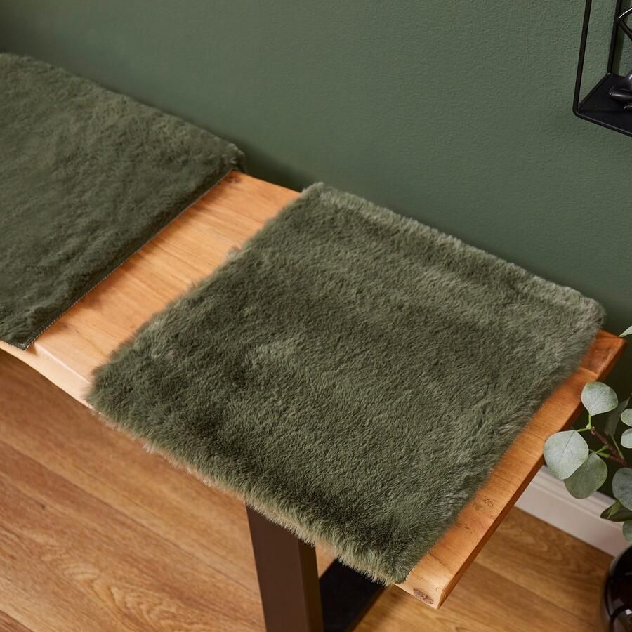 LUXOR living Stoelkussen Zitkussen Calais Kunstbont vierkant of rond verkrijgbaar zeer zacht ook als 4-pack - Foto 2