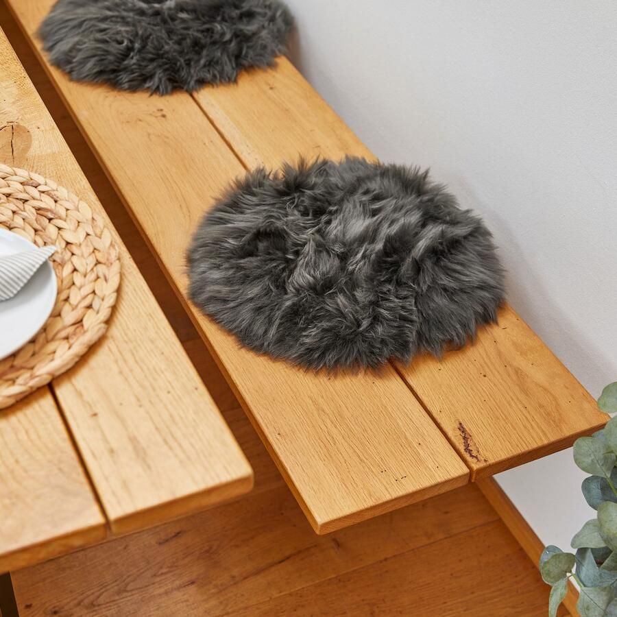 LUXOR living Stoelkussen Zitkussen lamsvacht Zitkussen rond of hoekig echte lamsvacht ook als set van 4