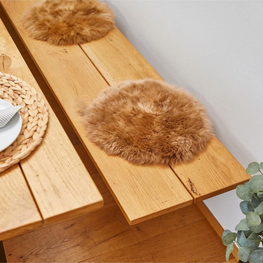 LUXOR living Stoelkussen Zitkussen lamsvacht Zitkussen rond of hoekig echte lamsvacht ook als set van 4