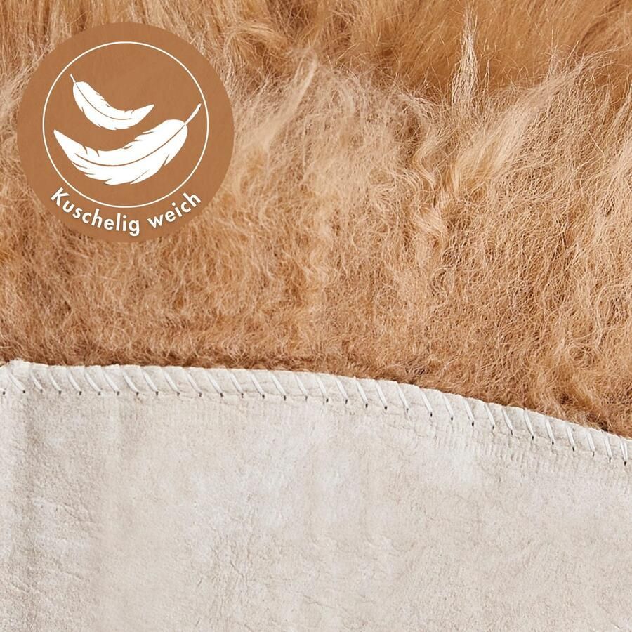 LUXOR living Stoelkussen Zitkussen lamsvacht Zitkussen rond of hoekig echte lamsvacht ook als set van 4 - Foto 3