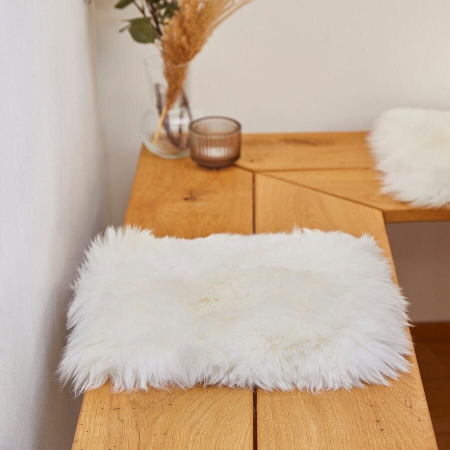 LUXOR living Stoelkussen Zitkussen lamsvacht Zitkussen rond of hoekig echte lamsvacht ook als set van 4