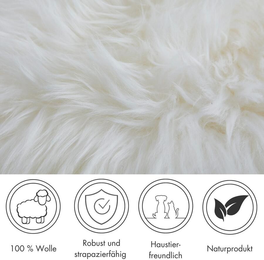 LUXOR living Stoelkussen Zitkussen lamsvacht Zitkussen rond of hoekig echte lamsvacht ook als set van 4 - Foto 3