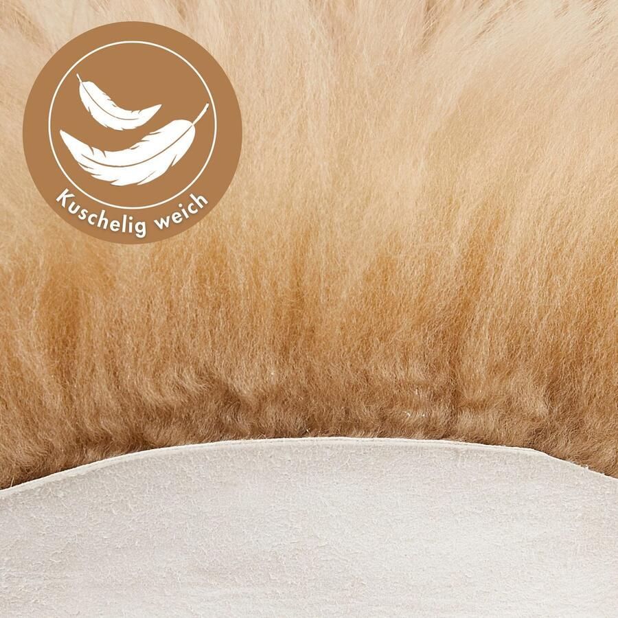 LUXOR living Stoelkussen Zitkussen lamsvacht Zitkussen rond of hoekig echte lamsvacht ook als set van 4 - Foto 2