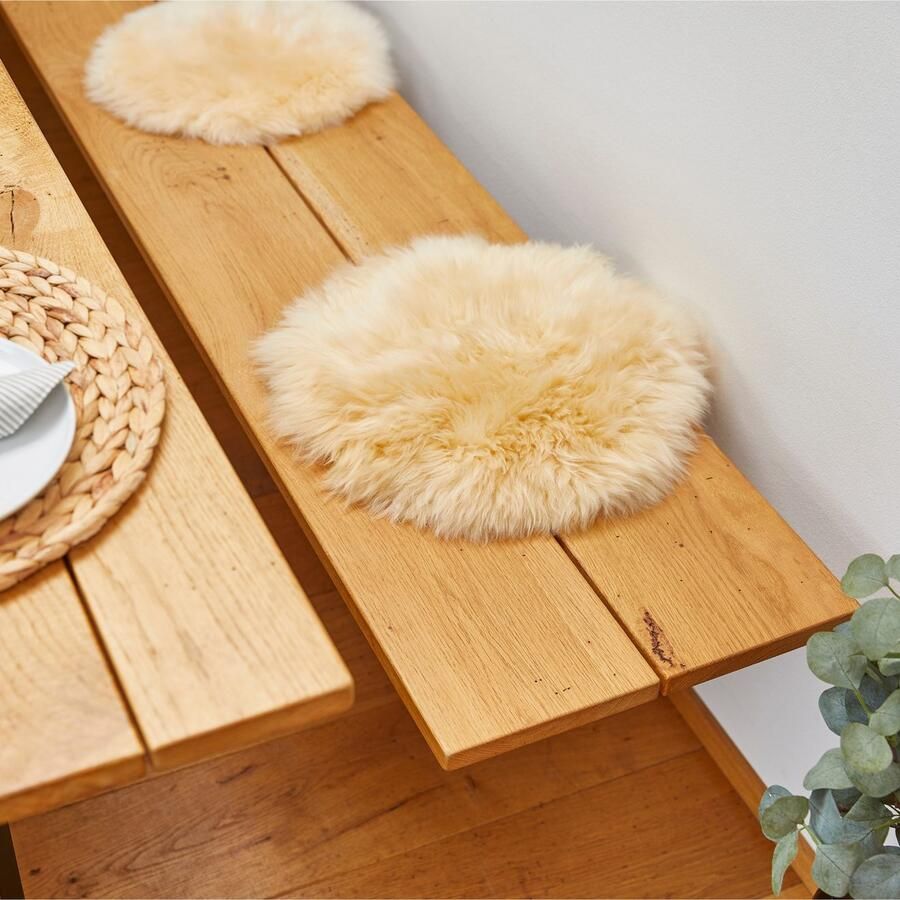 LUXOR living Stoelkussen Zitkussen lamsvacht Zitkussen rond of hoekig echte lamsvacht ook als set van 4