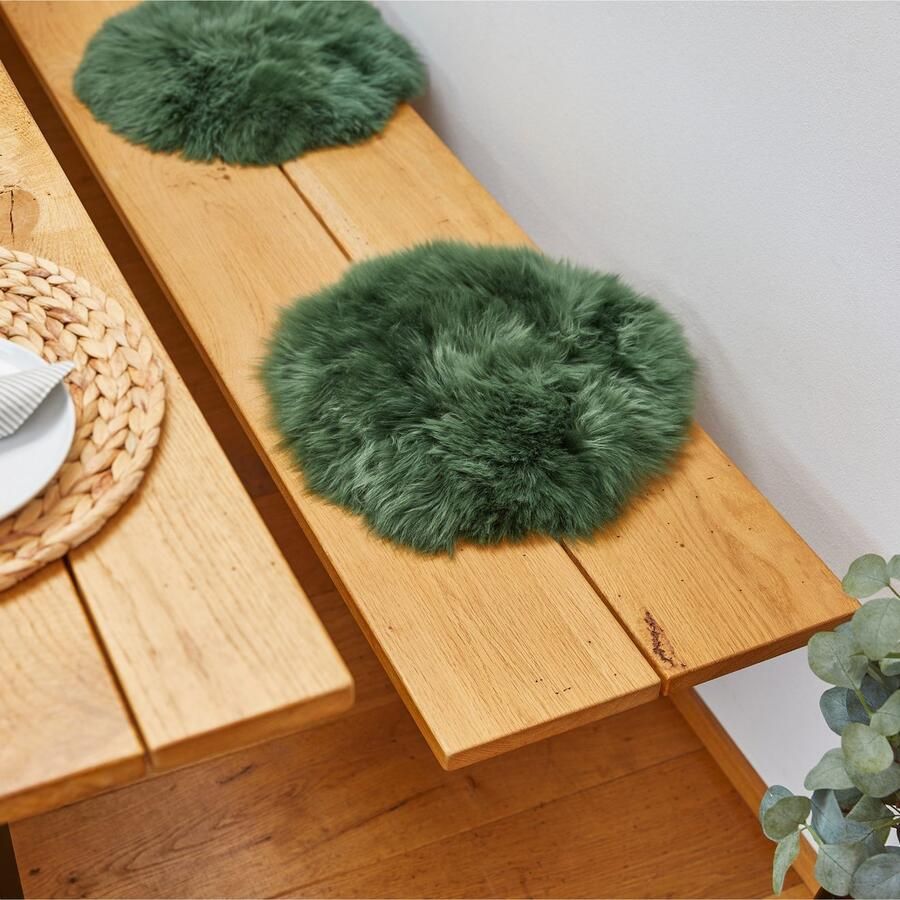 LUXOR living Stoelkussen Zitkussen lamsvacht Zitkussen rond of hoekig echte lamsvacht ook als set van 4