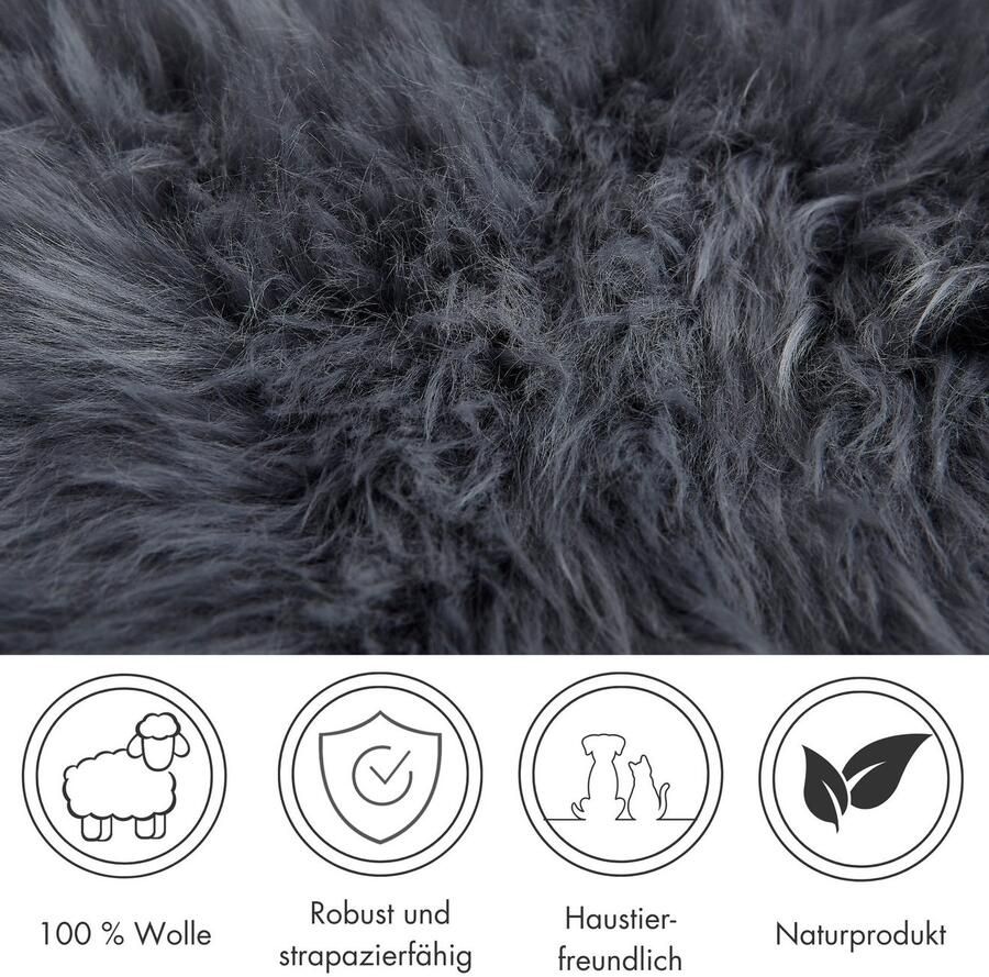 LUXOR living Stoelkussen Zitkussen lamsvacht Zitkussen rond of hoekig echte lamsvacht ook als set van 4 - Foto 3