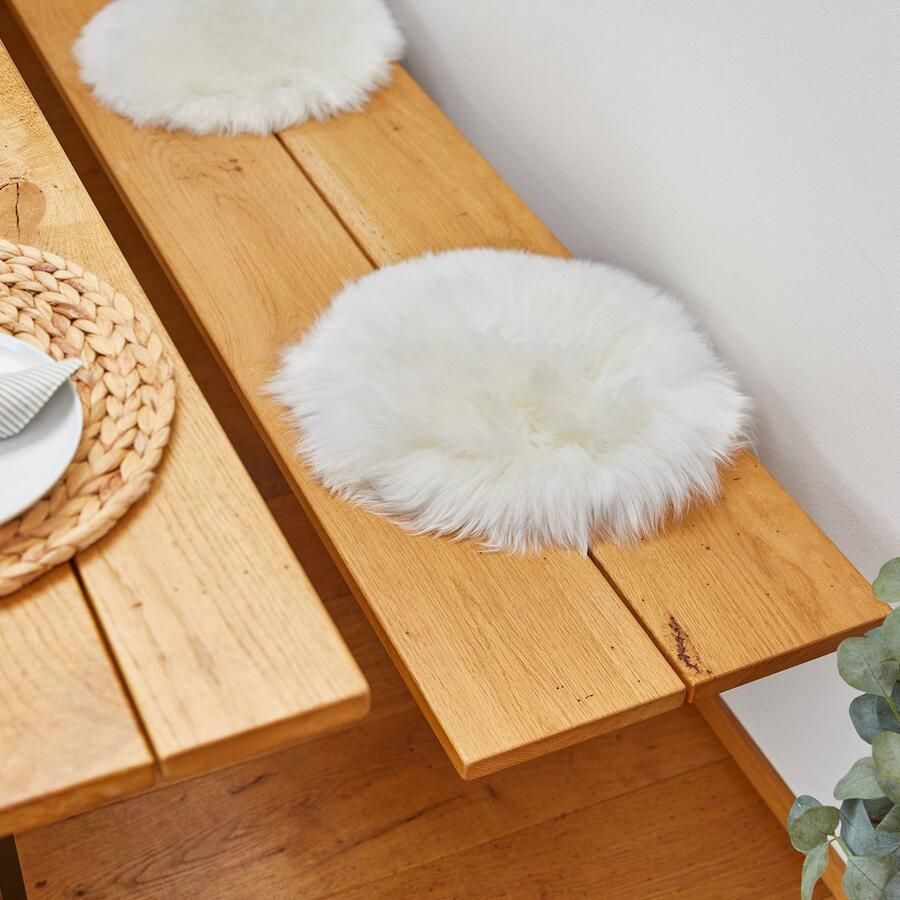 LUXOR living Stoelkussen Zitkussen lamsvacht Zitkussen rond of hoekig echte lamsvacht ook als set van 4 - Foto 4