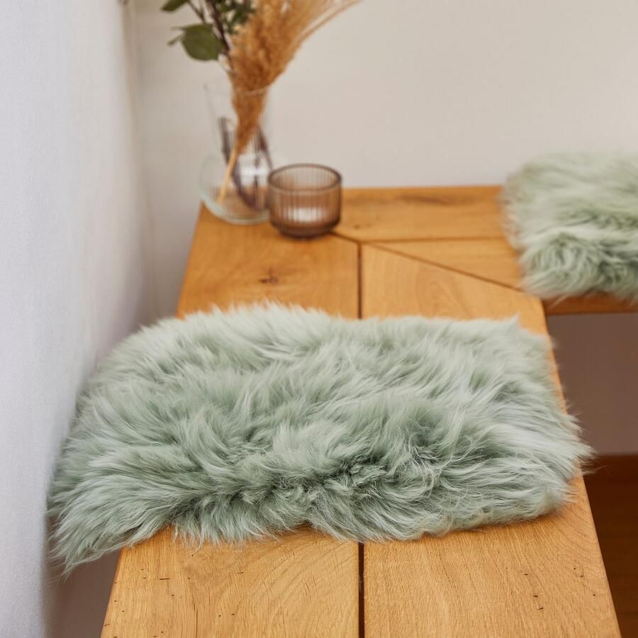 LUXOR living Stoelkussen Zitkussen lamsvacht Zitkussen rond of hoekig echte lamsvacht ook als set van 4