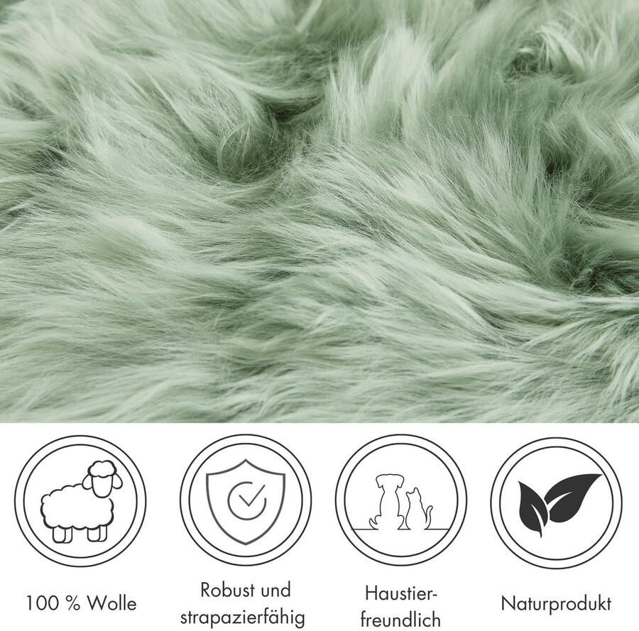 LUXOR living Stoelkussen Zitkussen lamsvacht Zitkussen rond of hoekig echte lamsvacht ook als set van 4 - Foto 4