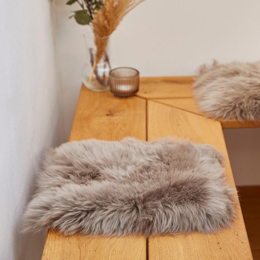 LUXOR living Stoelkussen Zitkussen lamsvacht Zitkussen rond of hoekig echte lamsvacht ook als set van 4