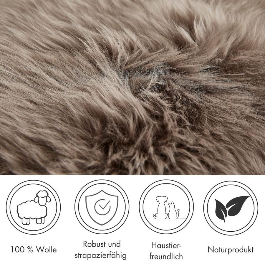 LUXOR living Stoelkussen Zitkussen lamsvacht Zitkussen rond of hoekig echte lamsvacht ook als set van 4 - Foto 4