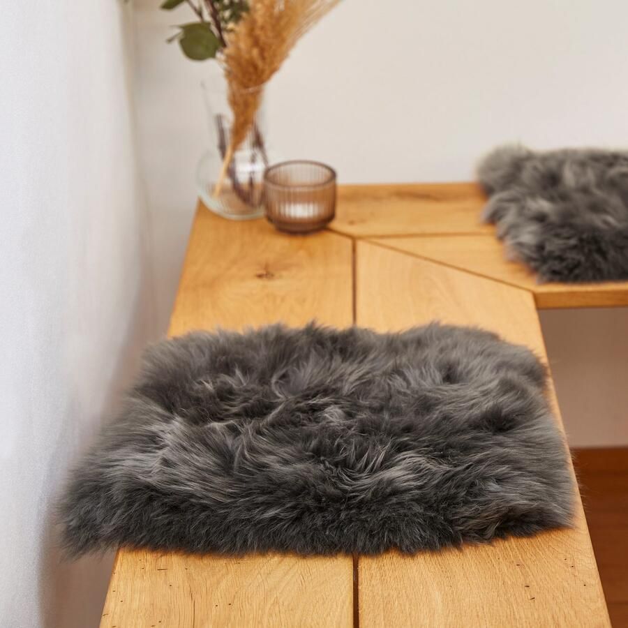 LUXOR living Stoelkussen Zitkussen lamsvacht Zitkussen rond of hoekig echte lamsvacht ook als set van 4