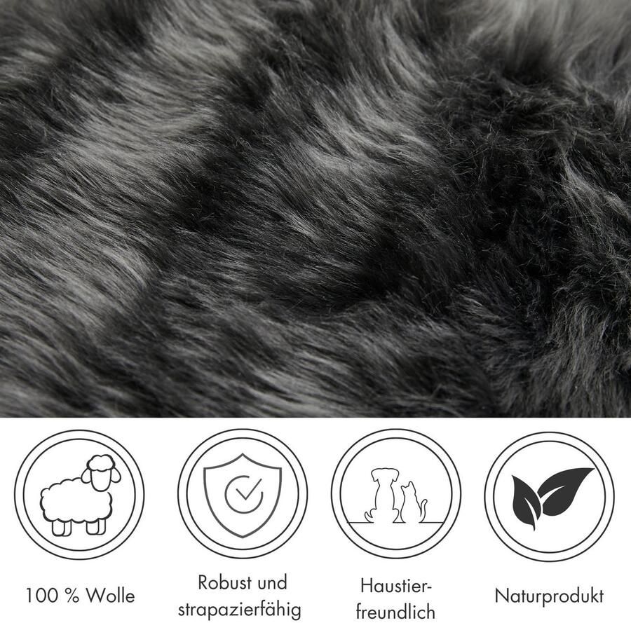 LUXOR living Stoelkussen Zitkussen lamsvacht Zitkussen rond of hoekig echte lamsvacht ook als set van 4 - Foto 5