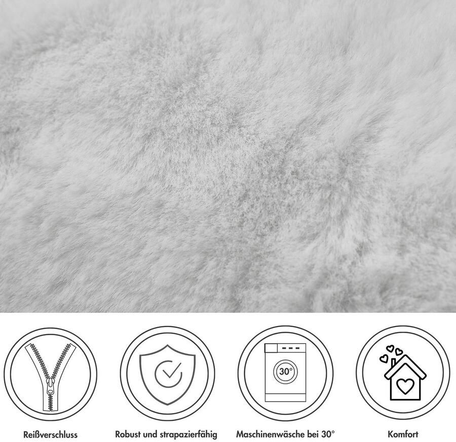 LUXOR living Vachtkussen Sierkussen Novara Imitatiebont vierkant 40x40 cm zeer zacht met vulling woonkamer (1 stuk) - Foto 3