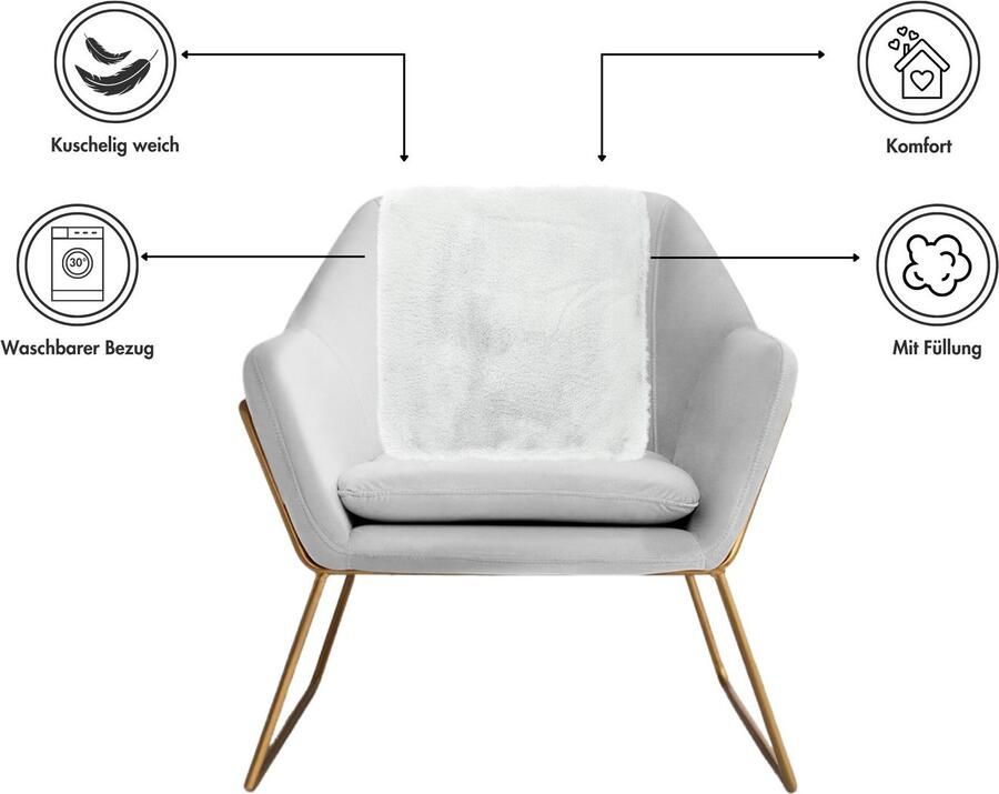 LUXOR living Vachtkussen Sierkussen Novara Imitatiebont vierkant 40x40 cm zeer zacht met vulling woonkamer (1 stuk) - Foto 6