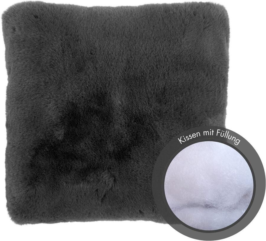 LUXOR living Vachtkussen Sierkussen Novara Imitatiebont vierkant 40x40 cm zeer zacht met vulling woonkamer (1 stuk) - Foto 4