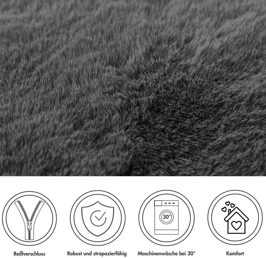 LUXOR living Vachtkussen Sierkussen Novara Imitatiebont vierkant 40x40 cm zeer zacht met vulling woonkamer (1 stuk) - Foto 3