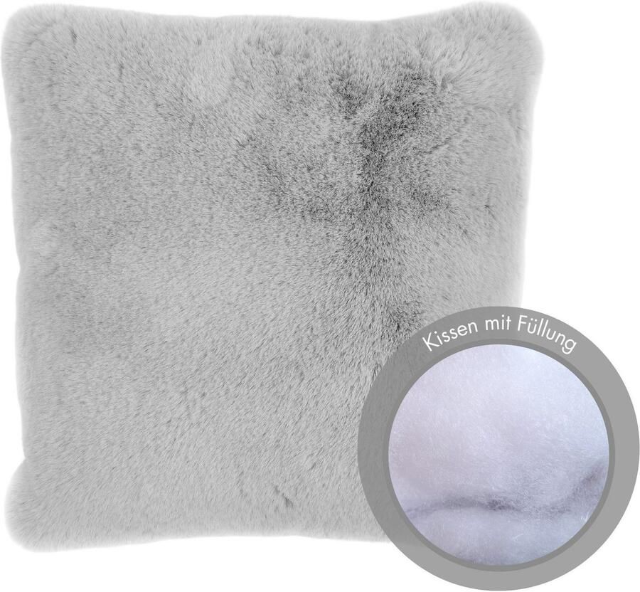 LUXOR living Vachtkussen Sierkussen Novara Imitatiebont vierkant 40x40 cm zeer zacht met vulling woonkamer (1 stuk) - Foto 4