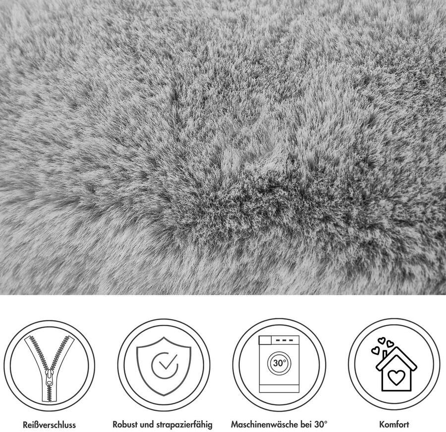 LUXOR living Vachtkussen Sierkussen Novara Imitatiebont vierkant 40x40 cm zeer zacht met vulling woonkamer (1 stuk) - Foto 3